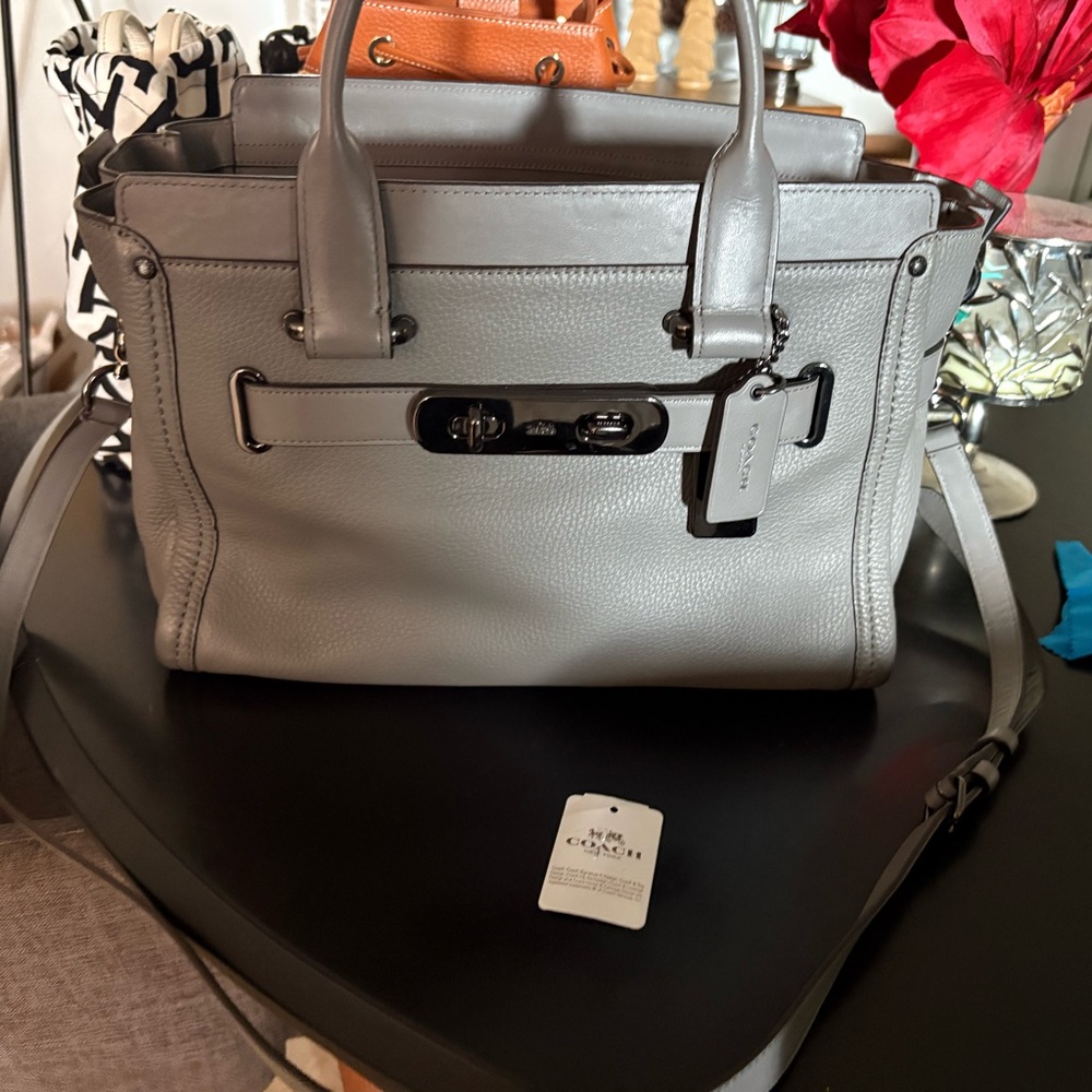 Coach Gray Leather Satchel